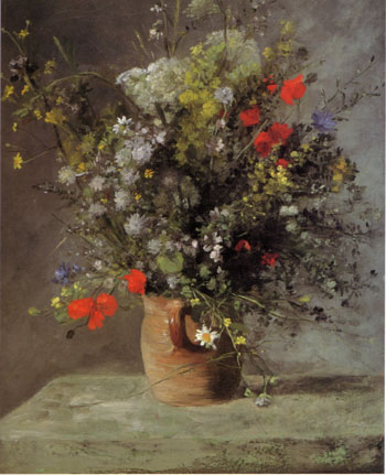 Flowers in a Vase 1866 - Pierre Auguste Renoir reproduction oil painting