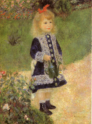 A Girl with a Watering Can 1876 - Pierre Auguste Renoir reproduction oil painting