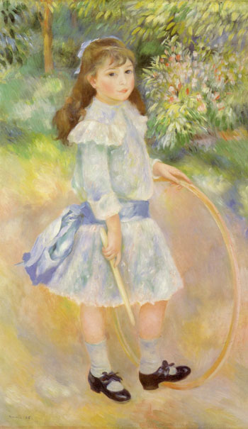 Girl with Hoop 1885 - Pierre Auguste Renoir reproduction oil painting