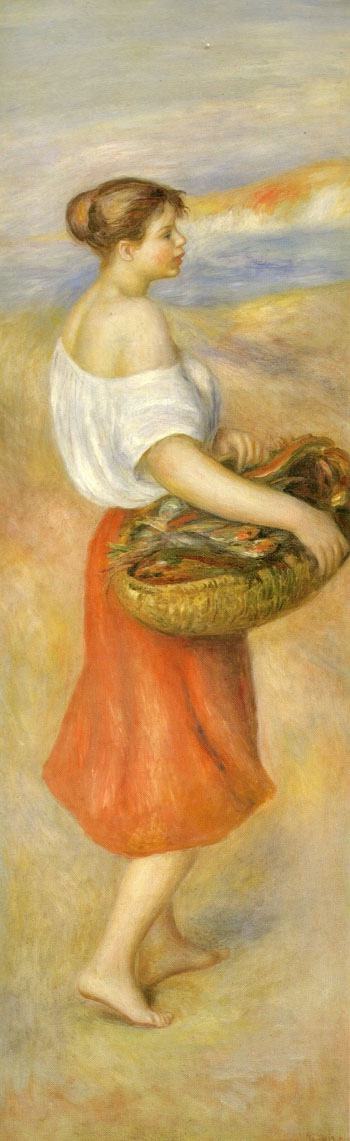 Girl with a Basket of Fish - Pierre Auguste Renoir reproduction oil painting