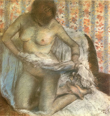After the Bath aka Woman Drying Herself - Edgar Degas reproduction oil painting