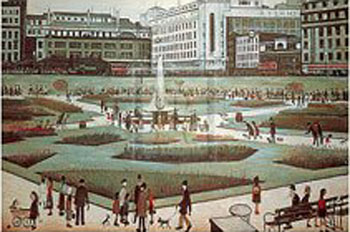 Piccadilly Gardens - L-S-Lowry reproduction oil painting