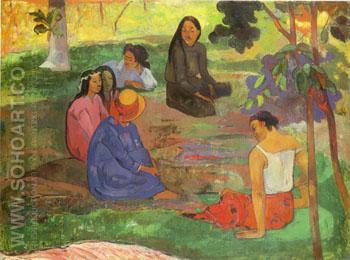 Conversation (Les Parau Parau) - Paul Gauguin reproduction oil painting