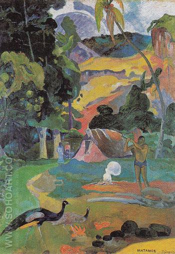 Landscape with Peacocks (Matamoe) 1892 - Paul Gauguin reproduction oil painting