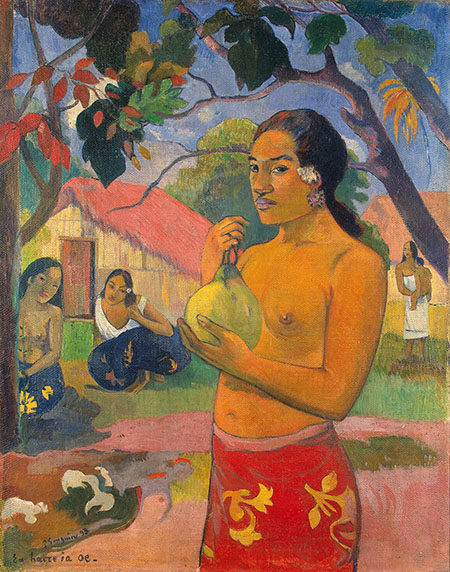 Woman Holding a Fruit Where are you Going (Eu haere ia oe) - Paul Gauguin reproduction oil painting
