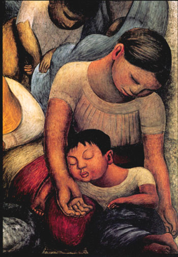 Mother and child Sleeping - Diego Rivera reproduction oil painting