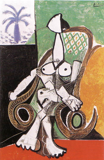 Nude in a Rocking Armchair 1956 - Pablo Picasso reproduction oil painting