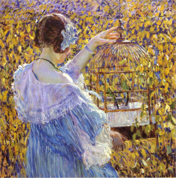 The Bird Cage 1910 - Frederick Carl Frieseke reproduction oil painting