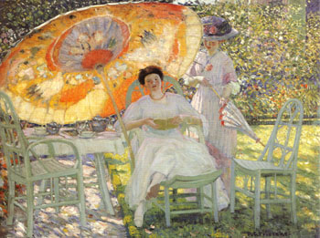 The Garden Parasol 1910 - Frederick Carl Frieseke reproduction oil painting