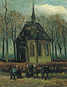 Congregation Leaving the Reformed Church un Nuenen 1884 - Vincent van Gogh reproduction oil painting