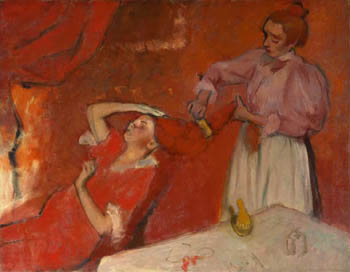 Combing the Hair La Coiffure c1896 - Edgar Degas reproduction oil painting