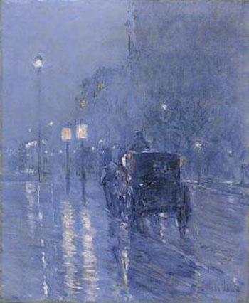 Evening in New York c 1890 - Childe Hassam reproduction oil painting