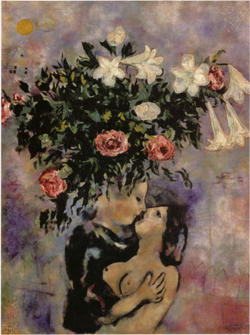 Lovers Under Lilies 1922 - Marc Chagall reproduction oil painting