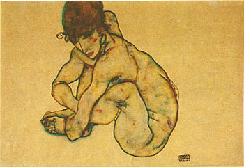 Kauernder Weiblicher Akt 1914 - Egon Scheile reproduction oil painting