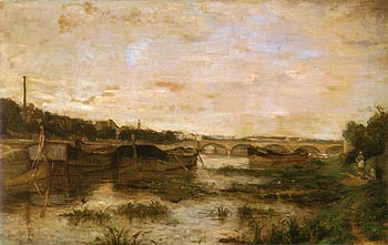 The Seine Below the Pont d Lena 1866 - Berthe Morisot reproduction oil painting