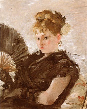 Woman with Fan Head of a Girl 1876 - Berthe Morisot reproduction oil painting