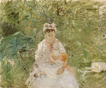 The Wet Nurse Angele Feeding Julie Manet 1880 - Berthe Morisot reproduction oil painting