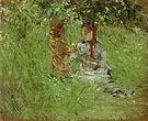 Woman and Child in the Garden at Bougival 1882 - Berthe Morisot reproduction oil painting