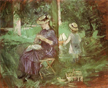 Woman and Child in a Garden 1884 - Berthe Morisot reproduction oil painting