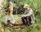 Eugene Manet and his Daughter in the Garden 1883 - Berthe Morisot reproduction oil painting