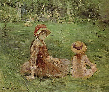 In the Garden Maurecourt 1884 - Berthe Morisot reproduction oil painting