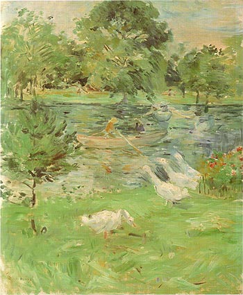 Girl in a Boat with Geese 1889 - Berthe Morisot reproduction oil painting