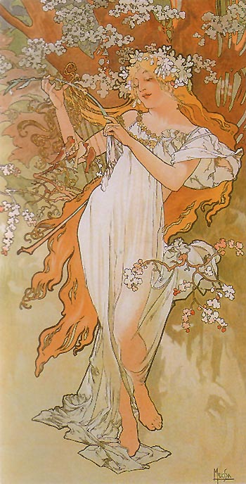 Spring (from the Seasons series) 1896 - Alphonse Mucha reproduction oil painting