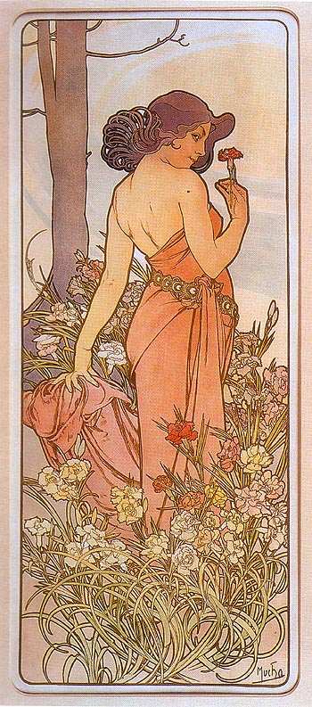 Carnation 1898 - Alphonse Mucha reproduction oil painting