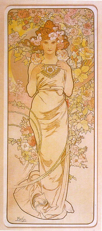 Rose 1898 - Alphonse Mucha reproduction oil painting
