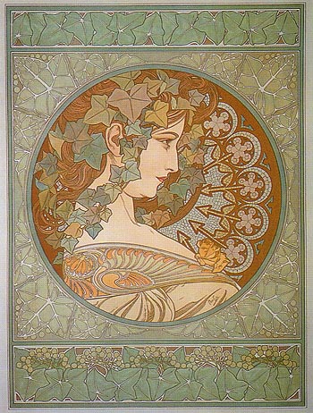 Ivy 1901 - Alphonse Mucha reproduction oil painting