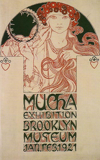 Drawing for a Poster Announcing the Mucha Exhibition at the brooklyn Museum 1921 - Alphonse Mucha reproduction oil painting