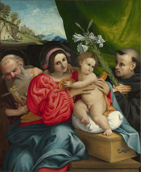 Virgin and Child with Saints Jerome and Anthony 1424 - Lorenzo Lotto reproduction oil painting