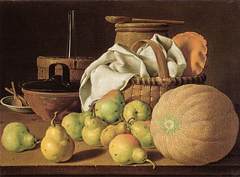 Still Life with Melon and Pears 1770 - Luis Melendez reproduction oil painting