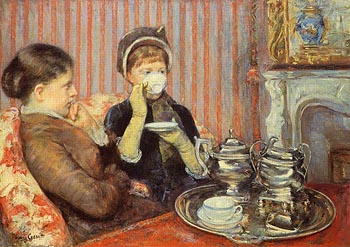 The Tea c1879 - Mary Cassatt reproduction oil painting