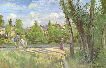 Sunlight on the Road Pontoise 1874 - Camille Pissarro reproduction oil painting