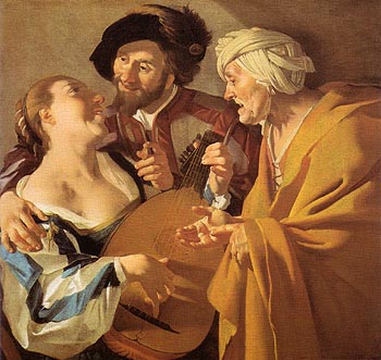 The Procuress 1672 - Dirk Van Baburen reproduction oil painting