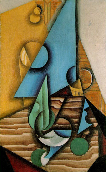 Bottle and Glass on a Table c1912 - Juan Gris reproduction oil painting