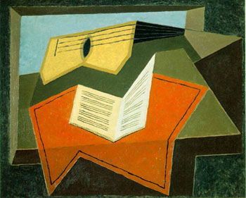 Guitar and Music Paper - Juan Gris reproduction oil painting