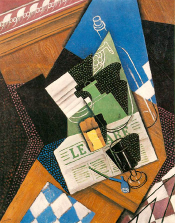 Water bottle, Bottle and Fruit Dish 1915 - Juan Gris reproduction oil painting