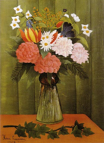 Flowers in a Vase 1909 - Henri Rousseau reproduction oil painting