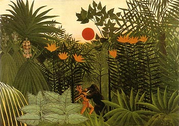 Gorilla and Indian 1910 - Henri Rousseau reproduction oil painting