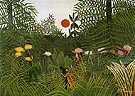 Negro Attacked by a Jaguar 1910 - Henri Rousseau reproduction oil painting