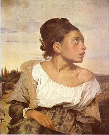 Orphan Girl at the Cemetery 1823 - F.V.E. Delcroix reproduction oil painting