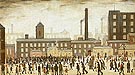 Outside the Mill The Meeting 1928 - L-S-Lowry reproduction oil painting