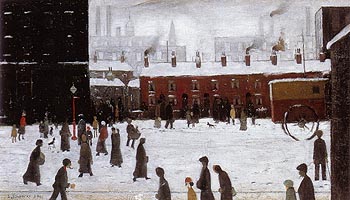 A Street Scene in the Snow 1935 - L-S-Lowry reproduction oil painting