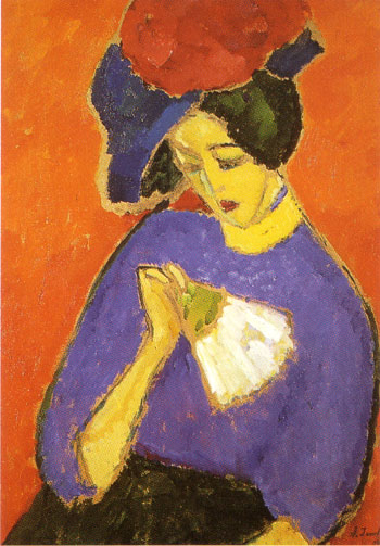 Woman with a Fan 1909 - Alexei von Jawlensky reproduction oil painting