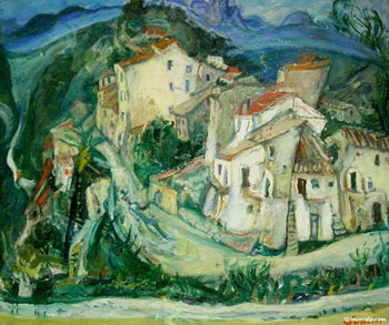 View of Cagnes 1924 - Chaim Soutine reproduction oil painting