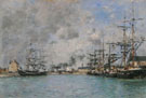 The Basin, Deauville c1880 - Eugene Boudin reproduction oil painting