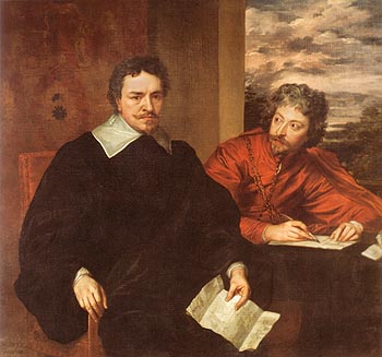 Thomas Wentworth Earl of Strafford with Sir Philip Mainwarin - Van Dyck reproduction oil painting