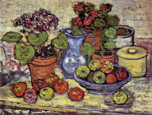 Cinerarias and Fruit 1912 - Maurice Prendergast reproduction oil painting